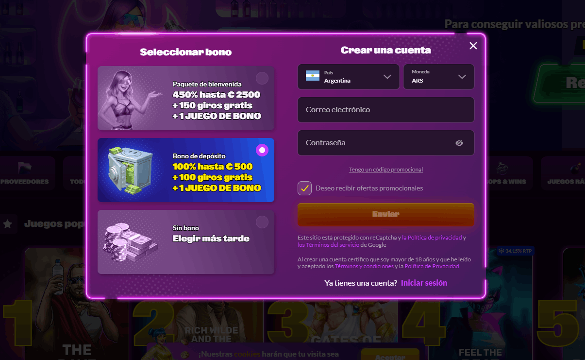 Paso 2 — Registra tu cuenta de casino